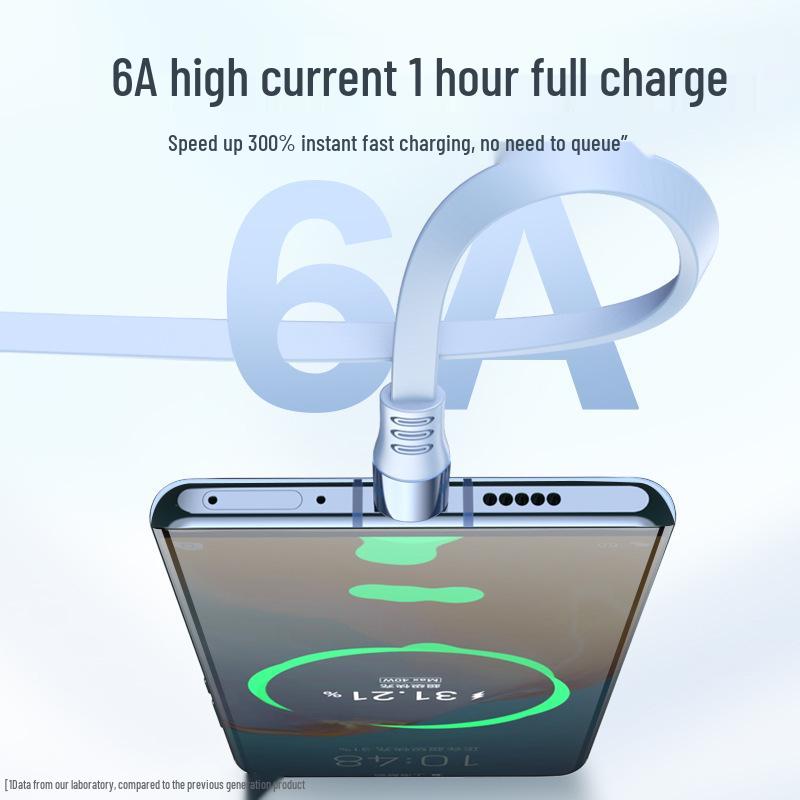 Three-in-One Retractable 6A Fast Charging Cable for Apple, Android, and Type-C Devices
