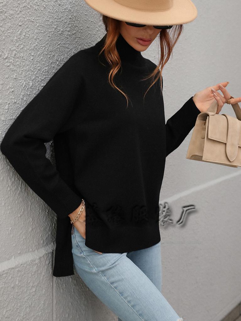 Autumn and Winter New Solid Color Sweater Turtleneck European and American Women's Clothing Women's Hot Words