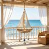 Decorazione da Appendere per Portico Costiero, Ornamento da Parete in Legno Illuminato, Cartello Nautico con Pesce, Conchiglia, Stella Marina e Ornamenti, Luci LED Calde, Casa al Mare per