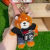 Cartoon Red Panda Plush Keychain Stuffed Red Panda Wearing Sweater Bag Charm with Mini Camera for Backpack Handbag Car Key Accessories