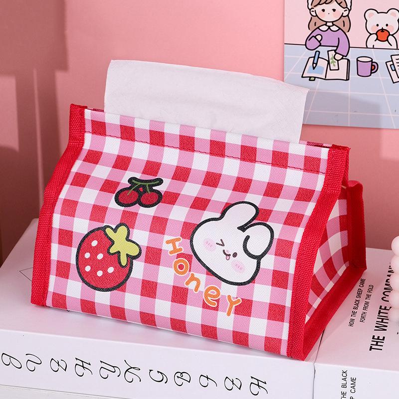 Korean Version Of The Cute Cartoon Bear Tissue Box Girl Heart Pu Desktop Tissue Storage Student Dormitory Paper Box