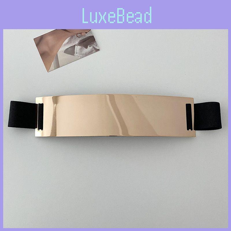 Stylish Metal Elastic Wide Waist Belt For Women With Shiny Surface Fashion Accessory