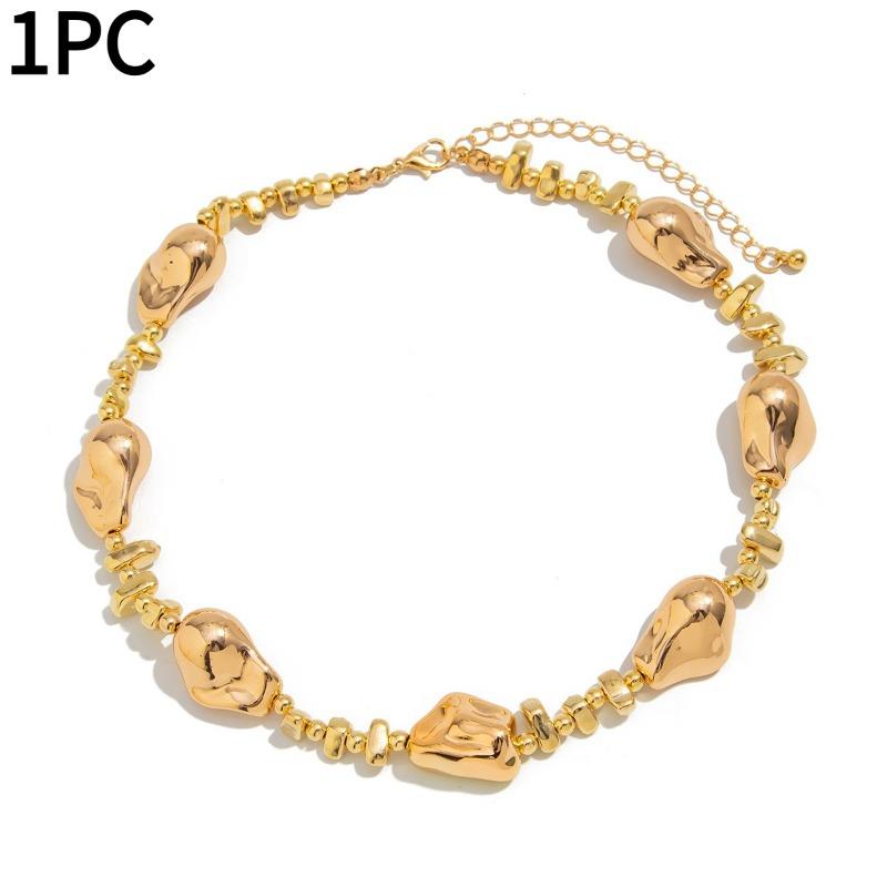 1 buc. Guler choker cu mărgele neregulate stil european și american, lanț pentru claviculă, feminin, guler simplu ins cu stea, cruce, franjuri