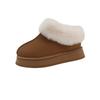 Platform Snow Boots Women's Winter New Round Toe Deep Mouth Suede Plush Platform Non-Slip Flat Slippers