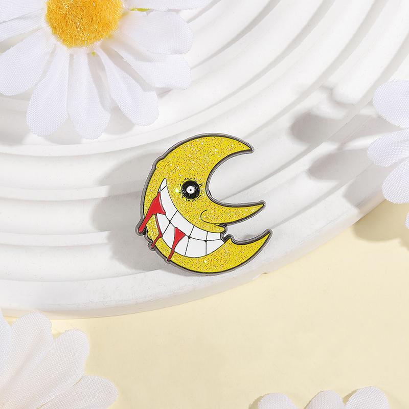 Smaltované odznáčky s postavami z japonských anime, zakázkové žluté brože se zlým měsícem, odznáčky na klopu, vtipné šperky, dárek pro děti, přátele