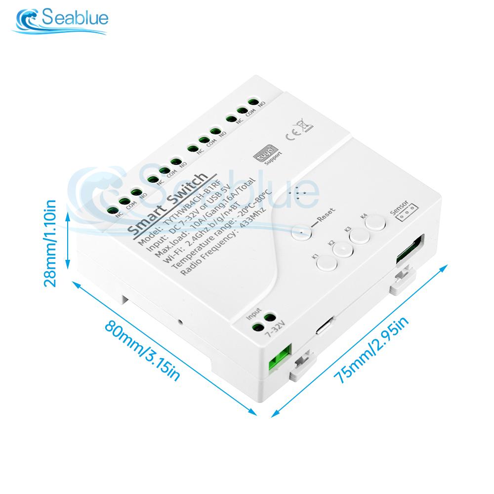 10A/16A Tuya Smart Wifi Switch DIY Module 4-Way Control 433MHz Wireless Switch Temperature Humidity Sensor With Alexa Google