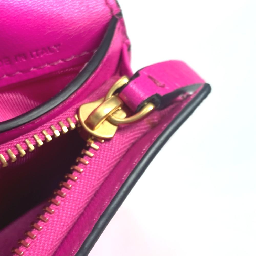 Valentino Studs Logo Compact Wallet Folded Wallet Leather Pink