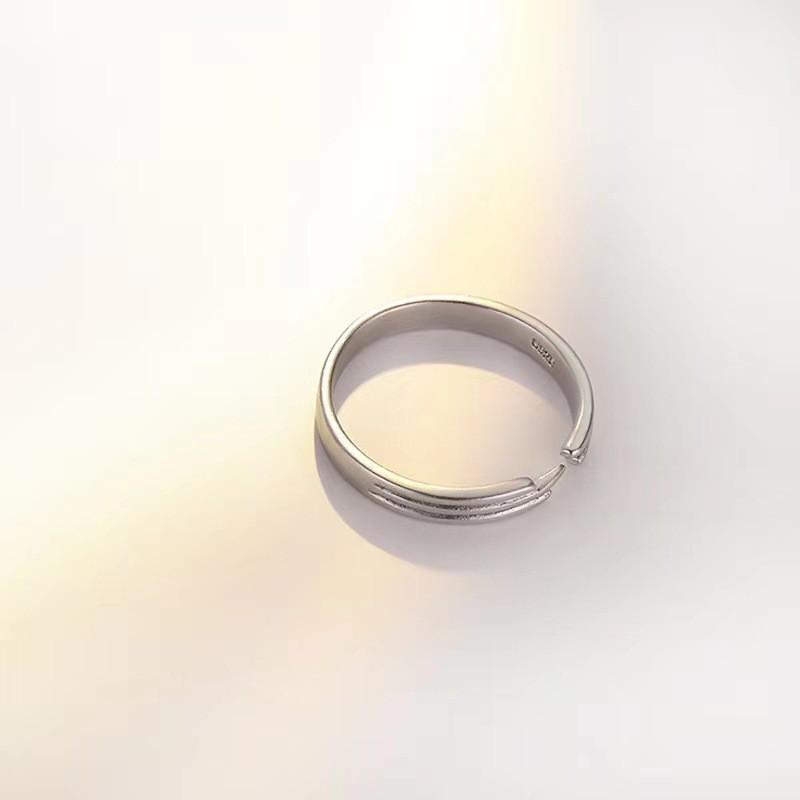 Adjustable Sterling Couple Ring Set Valentines Day Qixi Festival - Romantic Heart Design Unisex Jewelry Adjustable Open Band