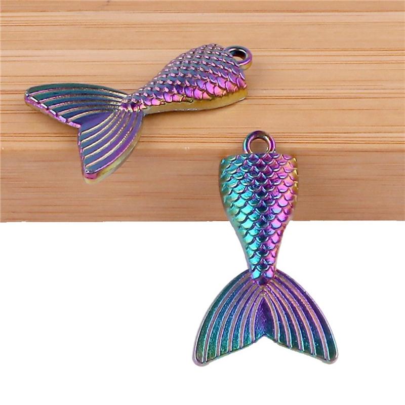 6Pcs Marine Organism Rainbow Colored Octopus Shark Charms For Jewelry Making Supplies Diy Keychain Earrings Accessories Pendants