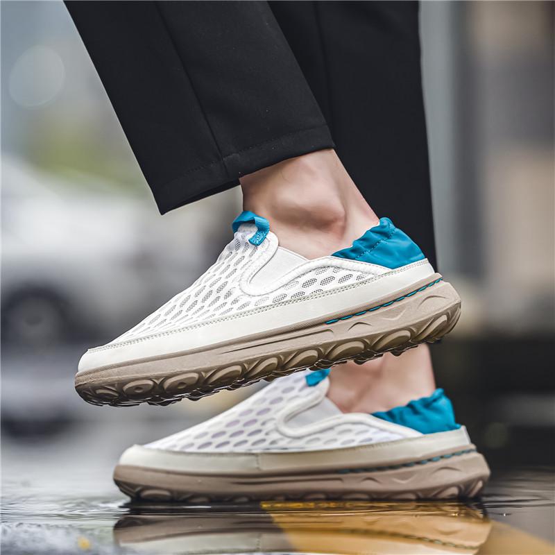 New Mesh Breathable Loafers Men Slip On Casual Shoes For Men Summer Sneakers Comfortable Half Slippers Shoes Men Chaussure Homme