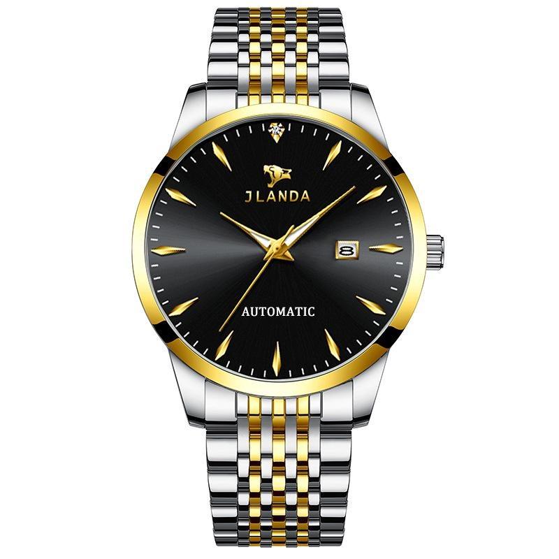 Automatic Self-Wind Men's Watch Luxury Business Dress Watches with Date Display Steel Bracelet Waterproof Luminous Hands