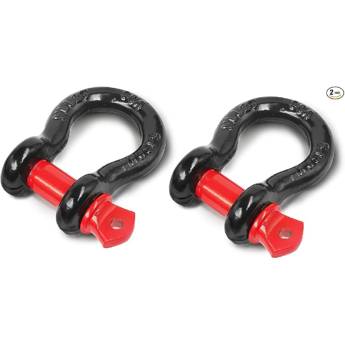 2 Pcs 1/2  D Ring Shackle 12 Ton (26,455 lbs) Maximum Break Strength with 5/8