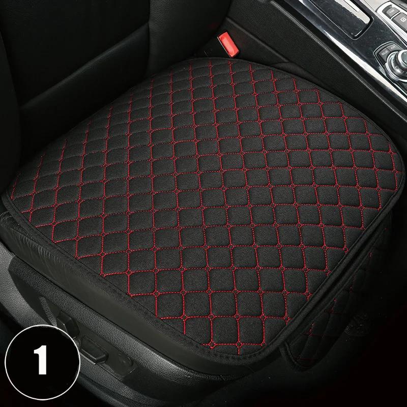 Universal Car Seat Cover Protector Linen Front Rear Back Flax Summer Cushion Pad Mat Sedan Suv Pick-up Car Interior Accessories Black Red base