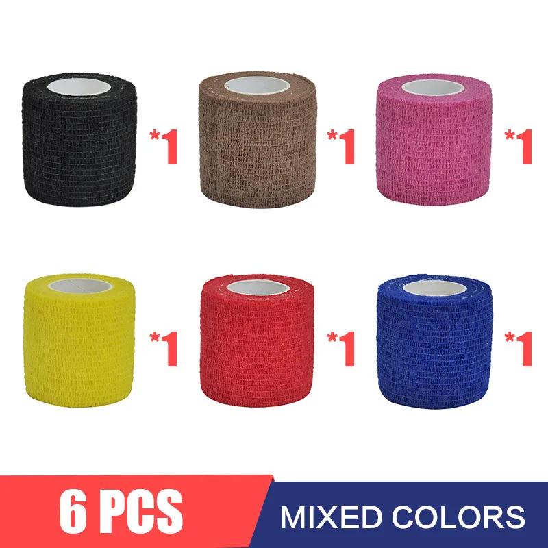 

6/12/24 штуки 6 цветов в ассортименте Спортивный самоклеящийся эластичный бинт-обертывание Эластопласт для колена, голеностопа, ладони, плеча 2.5cmx4.8m
