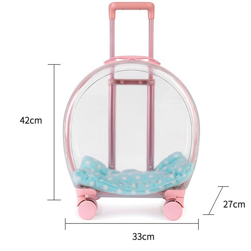 

Прозрачные переноски для кошачьих колясок 4 колеса портативные подушки для кошачьих колясок тележки дешевые тележки для домашних животных дорожный чемодан 42X33X27CM розовый