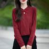 Women's Autumn Winter New Chinese Style Sweater Loose Long Sleeve Button Decor Casual Knitted Base Layer Top