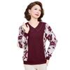 Elegant Floral Long-Sleeve Top for Middle-Aged Women