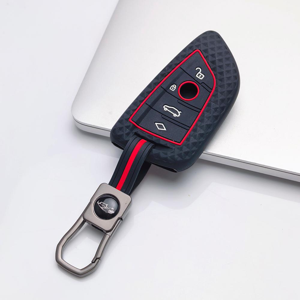 Key Fob Cover for BMW X3 X5 X7 with Keychain Anti-Scratch Guard Shockproof Protection Soft Grip Texture Responsive Button Touch Dust Resistant Cover