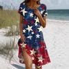Boho šaty s krátkým rukávem pro ženy Ležérní volný střih letní letní šaty s květinovým potiskem šaty s kapsami