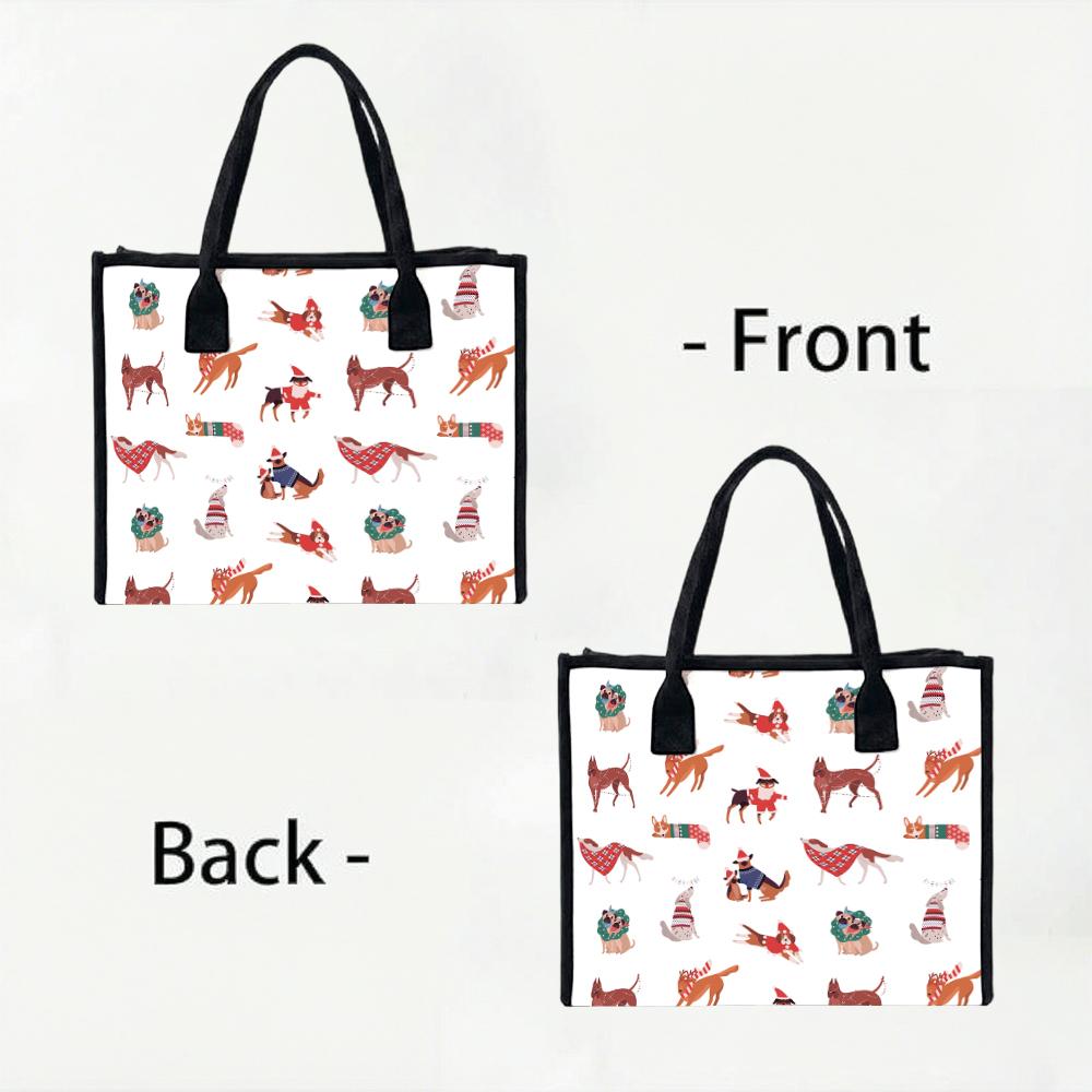 Cute Dog Pattern Tote Bag Fashion Casual Large Capacity Handbag for Daily Use