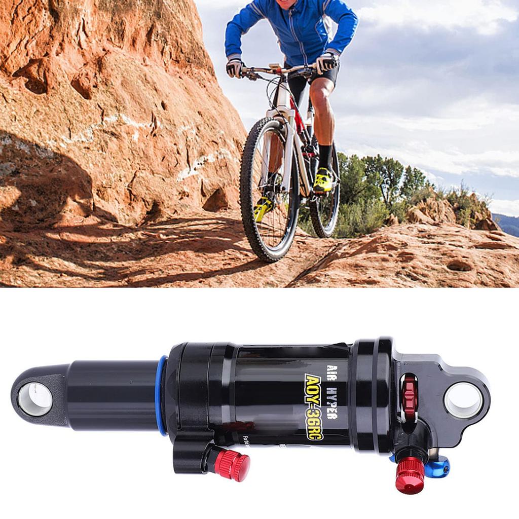 Mountain Bike Shock Absorber 165mm Steel Adjustable Damping Rear Shock Accessories Black XC and Trail, Heavy Duty Material