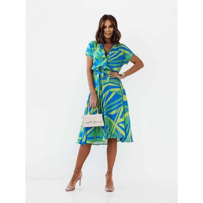 

Женское платье-трапеция с короткими рукавами и средней длиной XXL синий