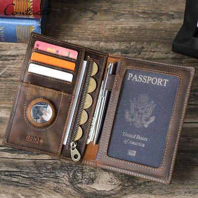 Portefeuille en cuir véritable pour passeport CONTACT'S, porte-cartes de crédit, porte-monnaie de voyage anti-perte