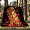 1pc Heart Dog Print Outdoor Flannel Blanket , Machine Washable Perfect Gift for Birthday , Holiday Travel Accessory , Durable Material
