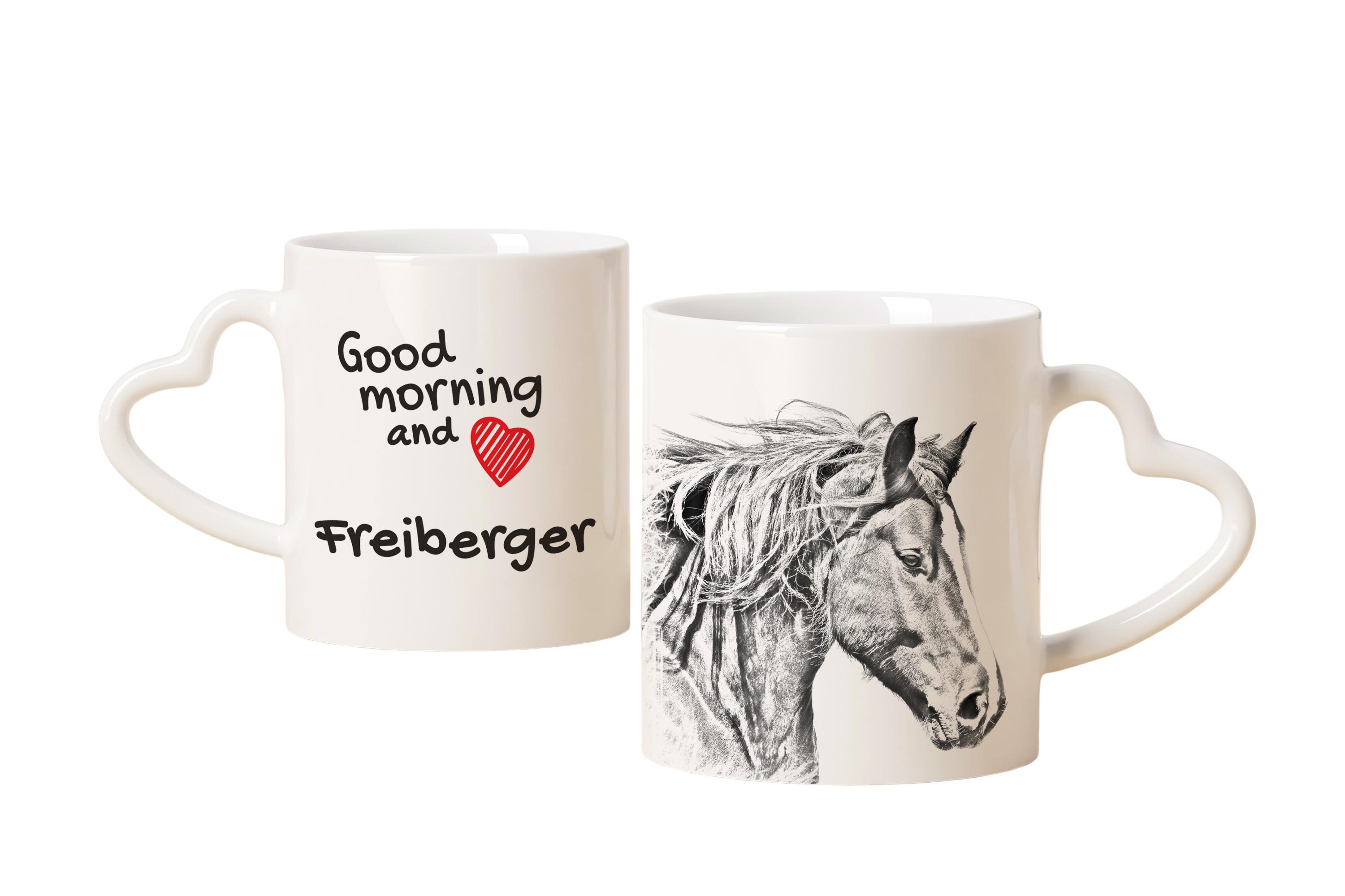 

Freiberger - cup with a horse, a cute cup with a heart-shaped handle, a universal gift from the Art-Dog brand білий