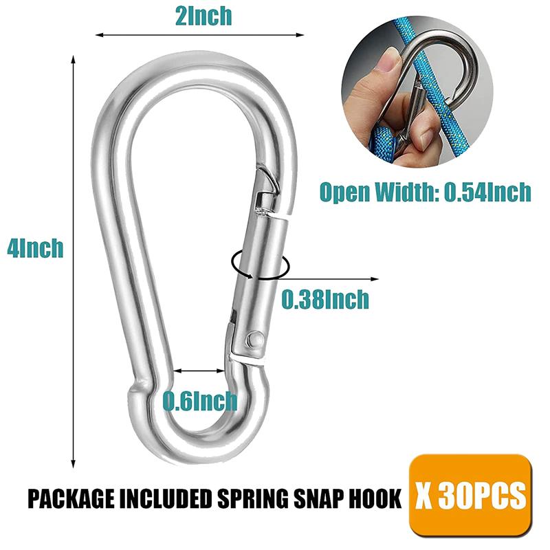 Good-30PCS 4Inch Heavy Duty Spring Snap Hook Carabiner, Snap Spring Carabiner Clip For Swing Hammock Gym Outdoor