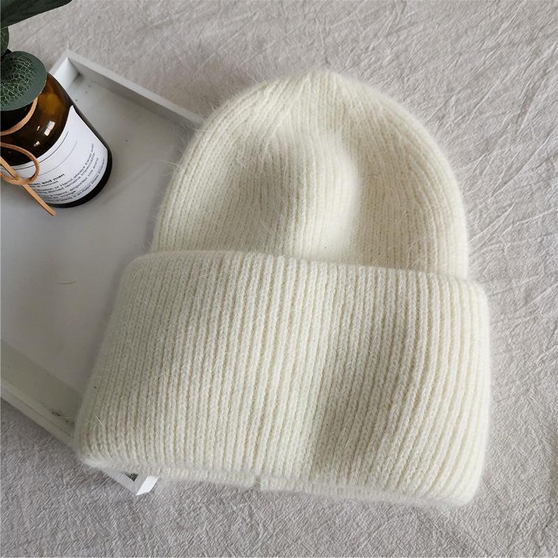 Women's Winter Hats Soft Knit Beanie Warm Rabbit Fur  Cute Solid Color Slouchy Cap Casual Outdoor Fashion Solid Adult Cover Head