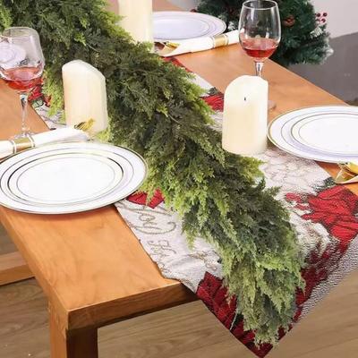 150/180/270CM Simulation Cedar Garland Christmas Artificial Norfolk Pine Needle Rattan Fake Greenery Mantle Fireplace Porch Indoor Outdoor Decoration