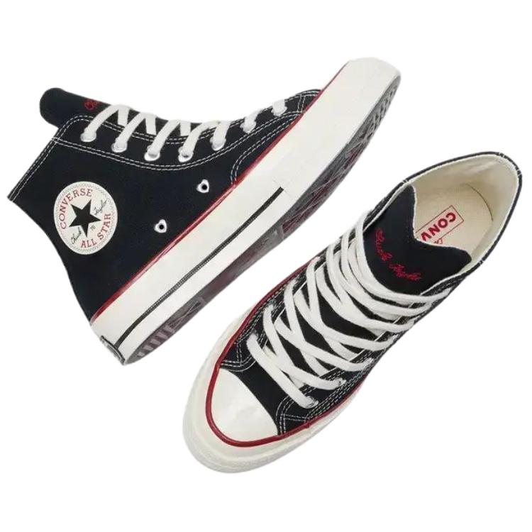 Converse 1970s Love Series Comfortable Classic High Top Canvas Shoes Unisex Sneaker Black Red A19061C