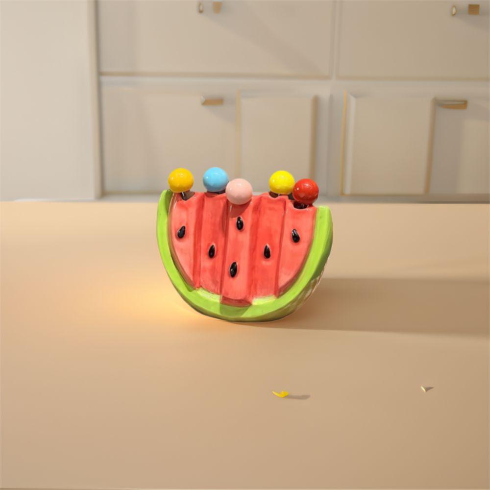 Cute Fruit Stick Stainless Steel Fruit Skewer Tableware Dessert Cake Fork  Summer