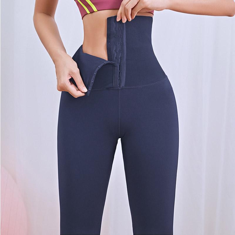 Pantaloni elasticizzati a vita alta corsetto body shaper vita pantaloni skinny push up leggings fitness da palestra per donna