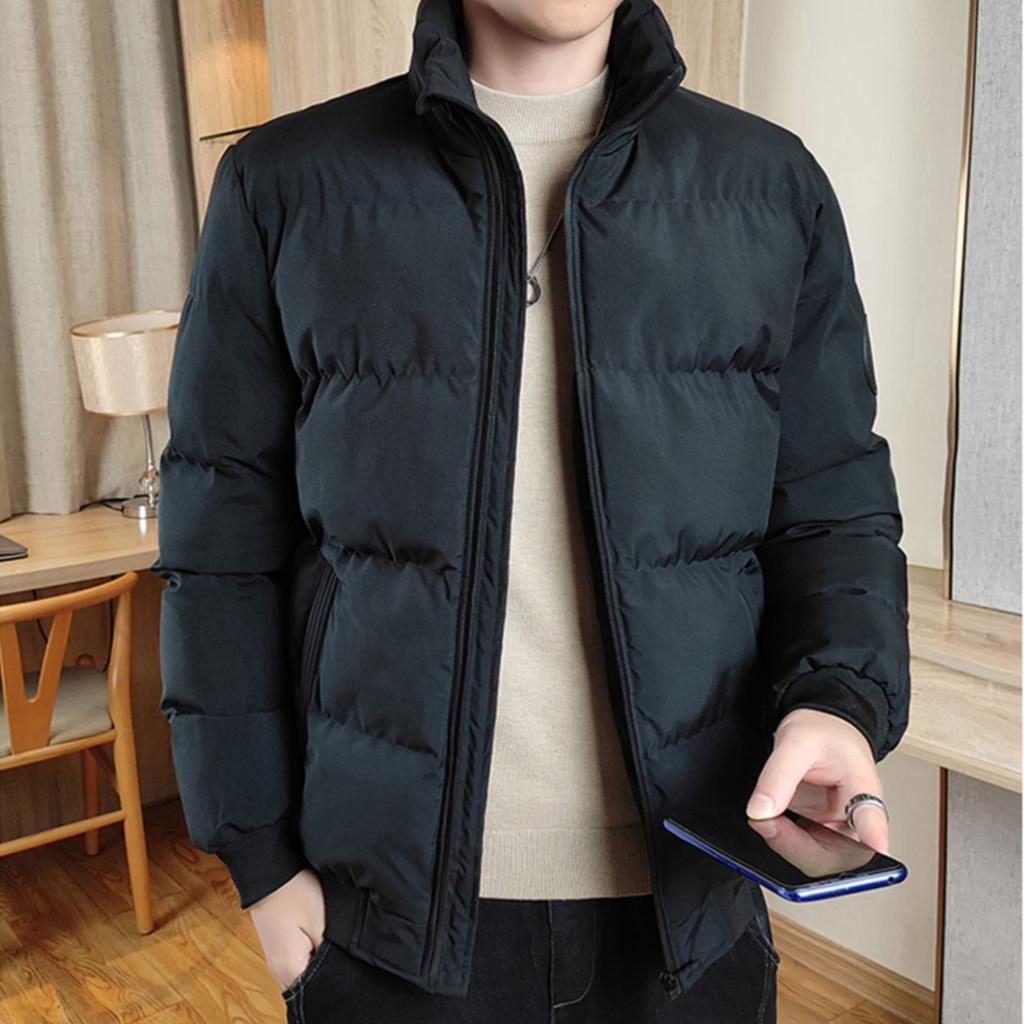 Men's Down Jacket Thickened and Warm Cotton Jacket for Autumn and Winter Pure Color Loose Down Jacket
