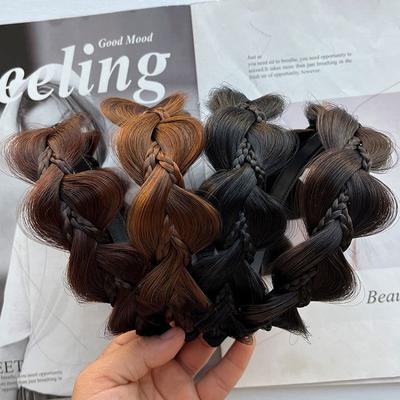 Dreisträngiges Fischgräten-Stirnband für Frauen Haarbänder Rutschfest Breitkrempig Handgemachtes Geflecht Kopfschmuck Braut-Haaraccessoires
