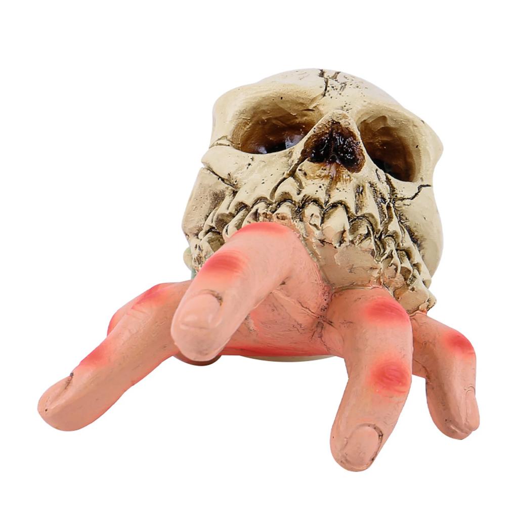 Resin 3D Skull Sculpture Ornament - Hand-Painted Realistic Halloween Decor, Perfect for Home/Office Parties & Table Decor