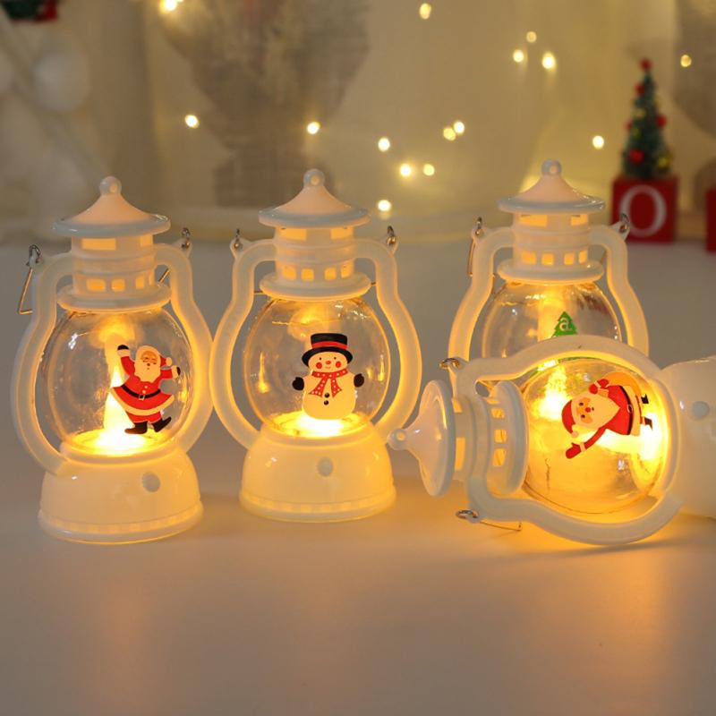 Świąteczne oświetlenie dekoracyjne Przenośna lampka choinkowa Santa Snowman Led z wiszącym pierścieniem