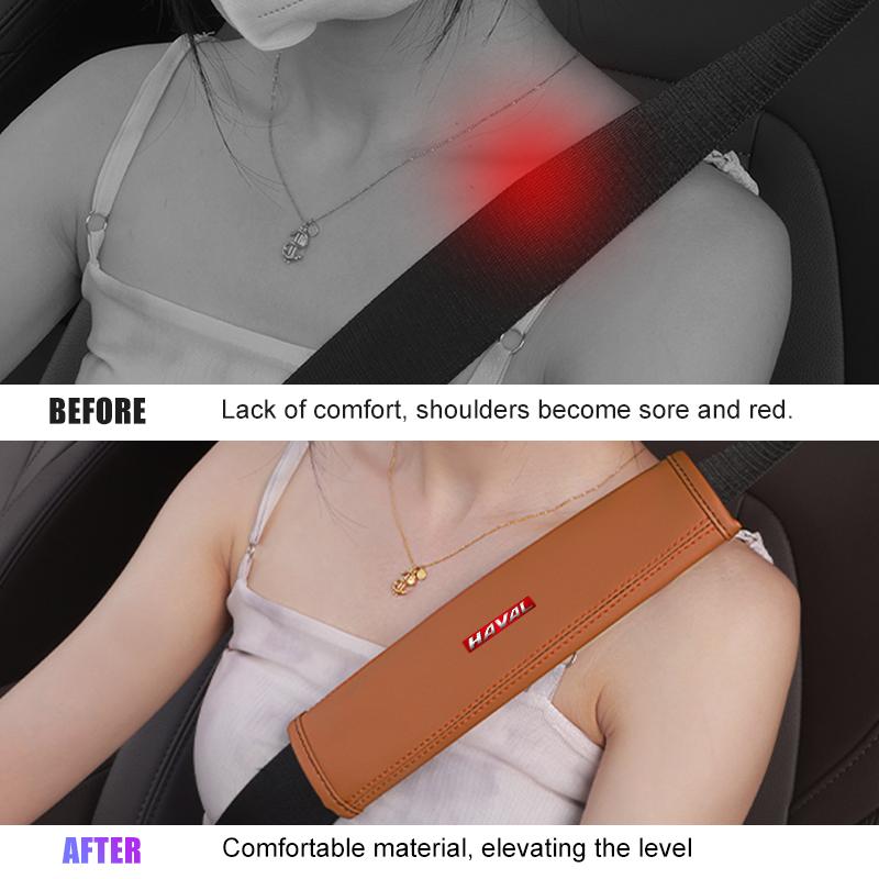 Car Leather Shoulder Protector Pad For Haval H6 Jolion H9 F7X F7 Dargo H1 H2S M6 H3 H4 H5 H7 Auto Safety Belt Cover Accessories