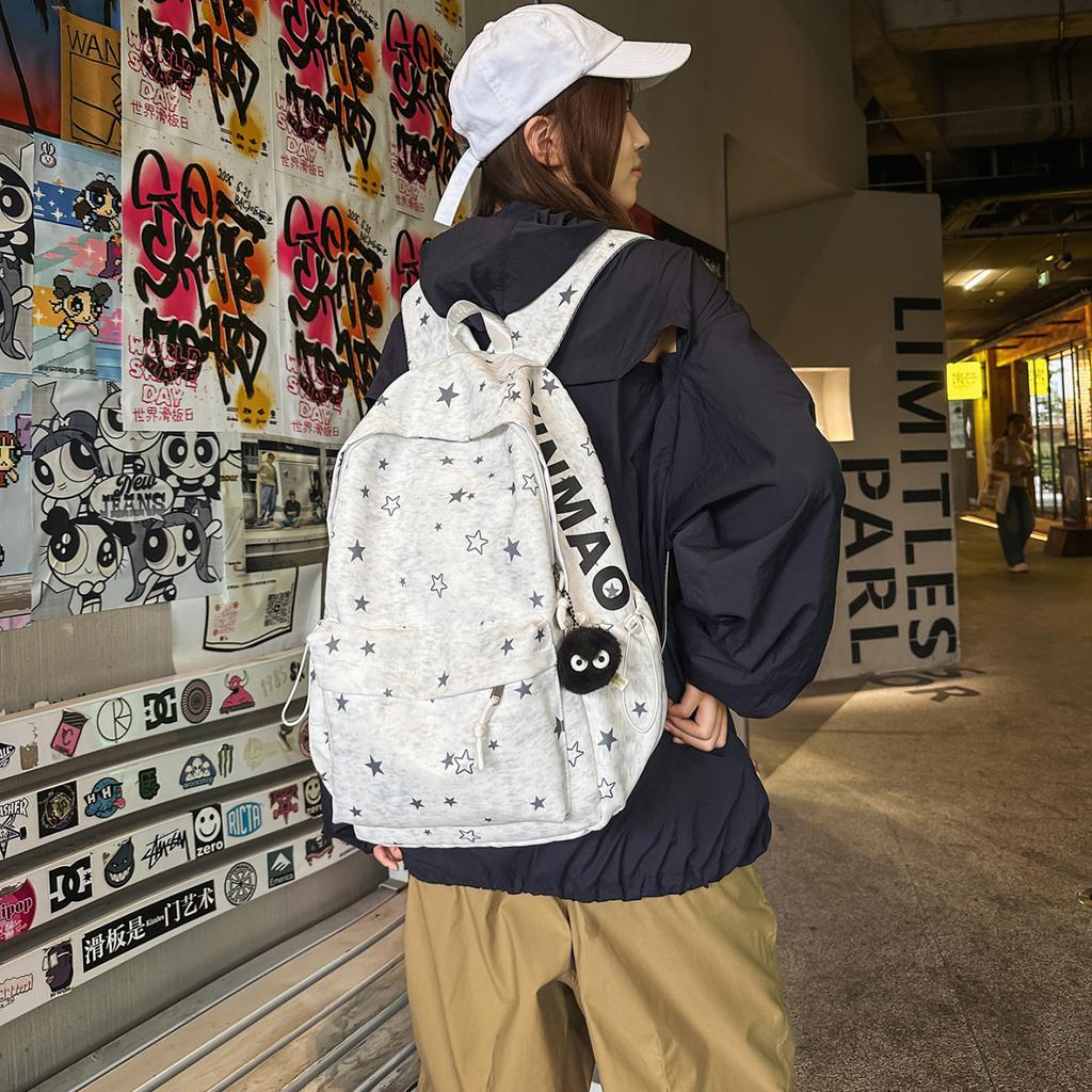 Schoolbag Schoolbag Female Junior High School High School Student Star Printing Korean Version Niche Ins Backpack Mori College Student Computer Bag