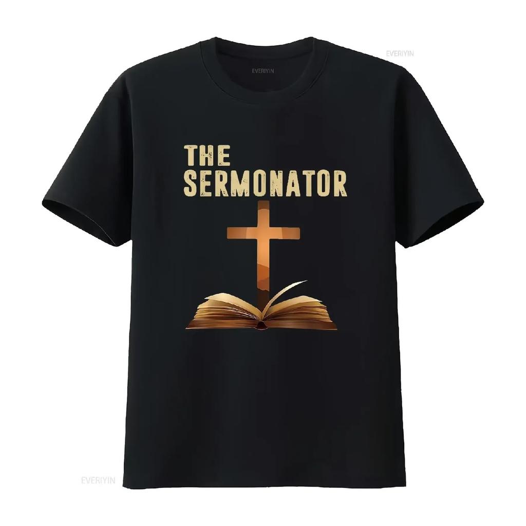 Mens The Sermonator Funny Quotes T Shirt Black X Large Vintage Washed Top For Everyday Wear Versatile Comfortable Stylish