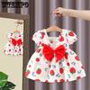 Children's Dress Girls' Summer Strawberry Short Sleeved Princess Dress Girls' Baby Strawberry Bow Dress