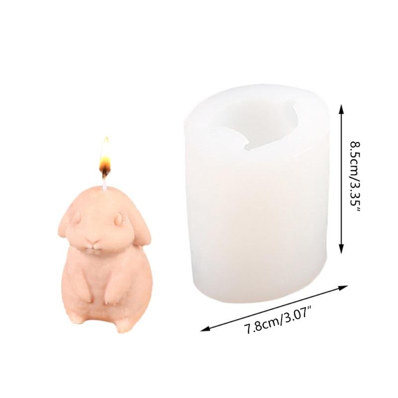Mucegai pentru lumânări de iepure cu urechi lungi, 3D pentru lumânări de iepuraș, matriță din silicon din rășină, pentru bricolaj, ghips, decorațiuni pentru fondant cu jeleu