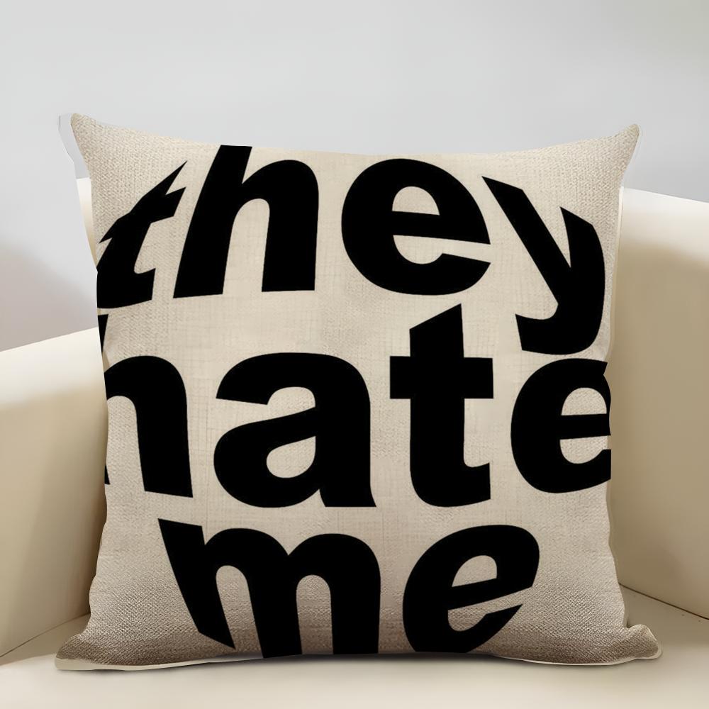 Fisheye In English Cushion Cover Household Decoration Linen Sofa Cushion Cover: Skin-Friendly & Breathable with Invisible Zipper