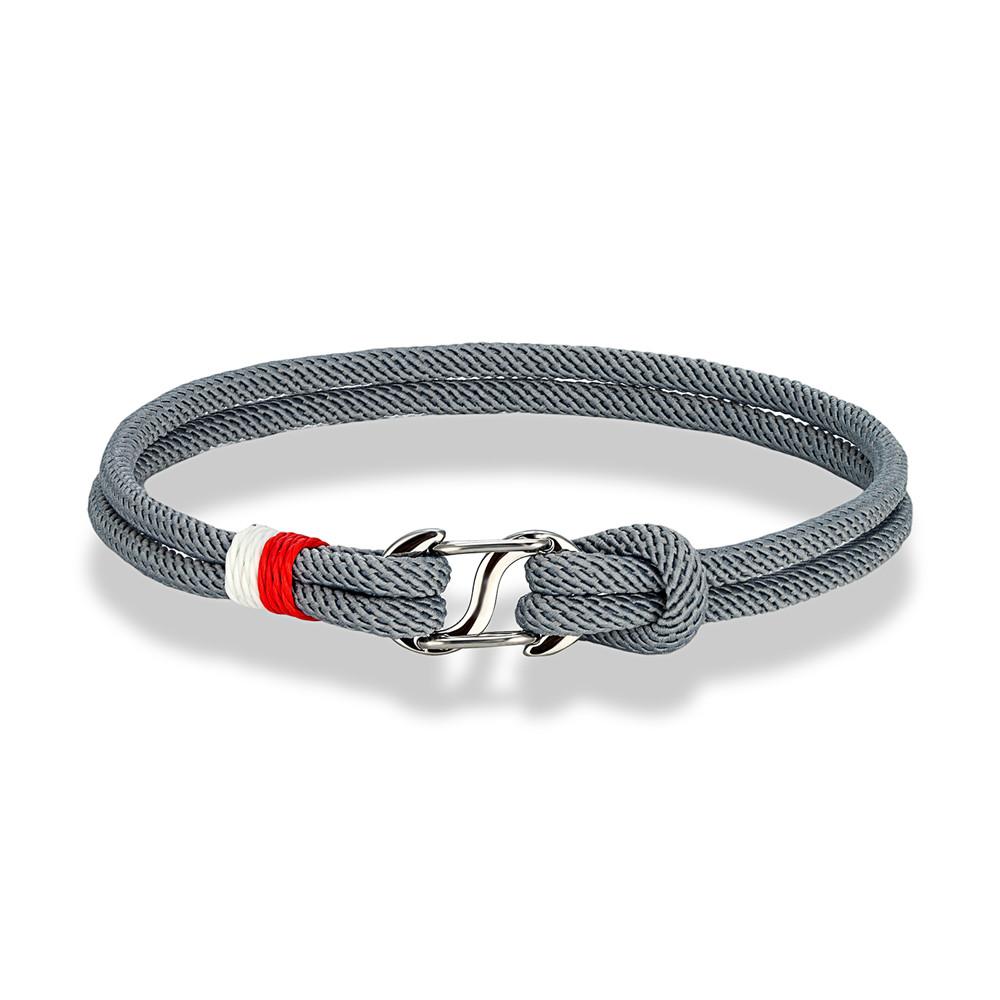 Navy Blue Braided Rope Bracelet Stainless Steel Double Push Carabiner Clasp Survival Bracelet for Men Women Couple Gifts