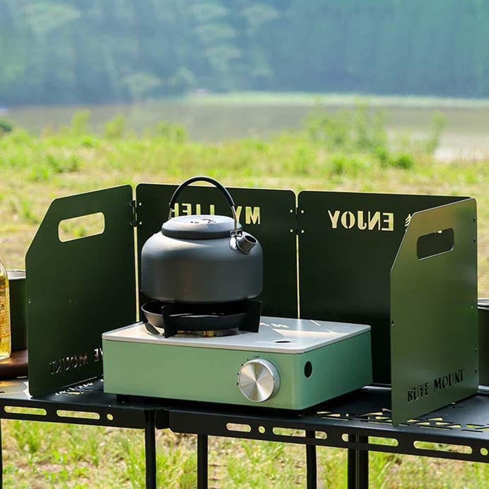Four Folding Stove Wind Shield Lightweight Compact Cookware Windshield Solid Color Portable Cooker Wind Protection Travel