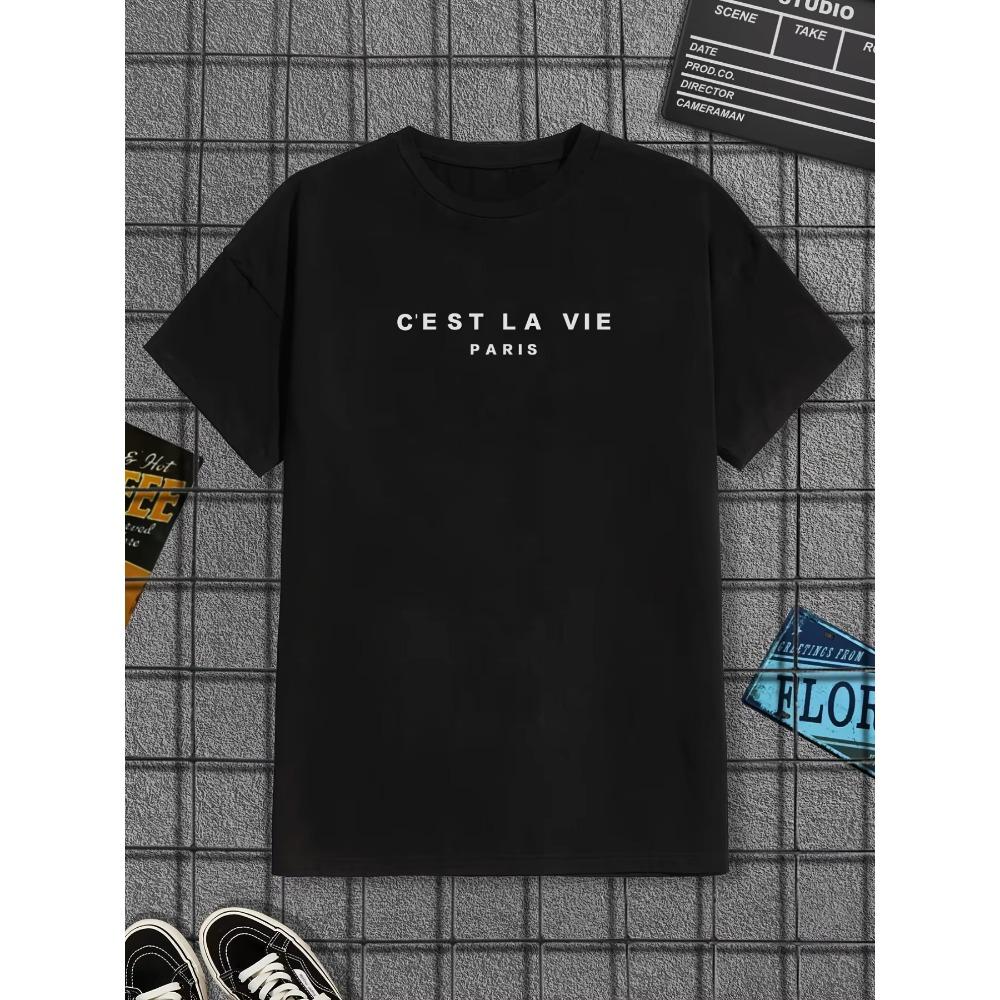 Herren T-Shirt mit Slogan-Print, kurzärmelig