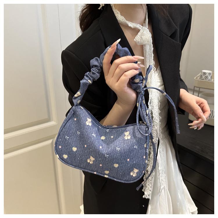 Sweet Japanese Style Cotton Crescent Bag Fashionable Women's Shoulder Handbag Casual Tote KTB