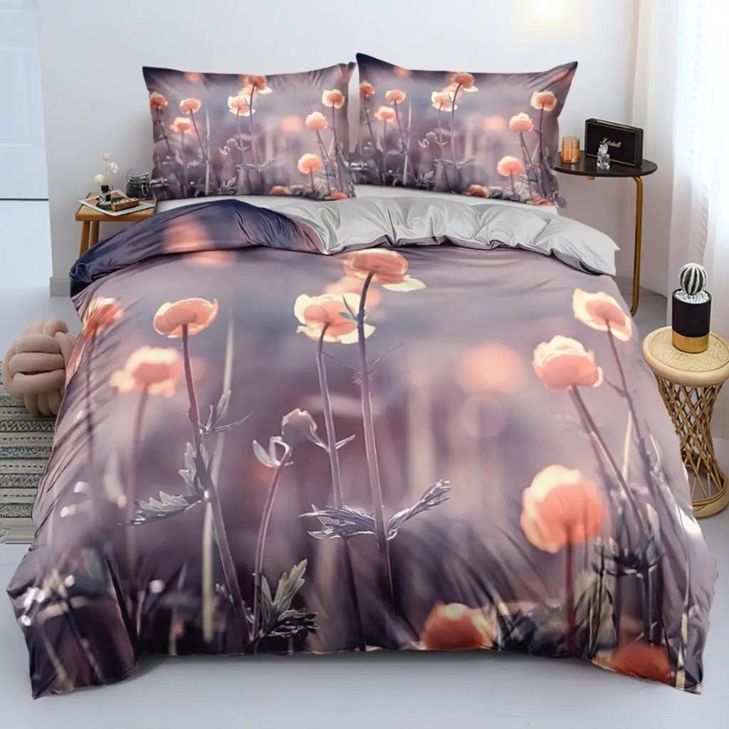 Klassische Bettbezug-Sets mit Blumenmuster, Blau und Gold, King-, Queen-, Full- und Twin-Doppelbettbezüge, Kissenbezüge, Bettwäsche-Set, 260 x 220 cm